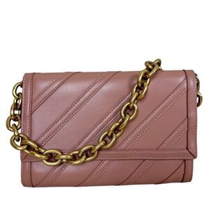 Madison West Women's Pink Shoulder Bag Small Flap Snap Closure